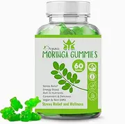 Moringa Gummies – 60 Count – Natural Stress Relief, Energy Boost, Immune Support & Wellness Supplement – Vegan, Non-GMO, Gluten-Free – Packed with Antioxidants and Nutrients for Overall Health