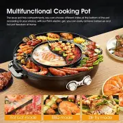 2 in 1 Electric Hot Pot Grill Cooker w Dual Temperature Control Shabu Korean BBQ