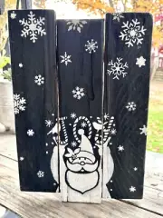 Adorable Handmade Santa On Reclaimed Wood One Of A Kind Hanging Art