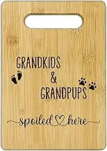 BEHIFL Dog Grandma Gifts, Grandma and Grandpa Gifts Cutting Board, Grandparent's Day Gifts, Grandma Kitchen Gifts, Grandkids and Grandpups Spoiled Here Bamboo Cutting Board for Kitchen