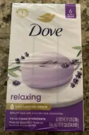 Dove Relaxing Beauty Bar Soap, Lavender And Chamomile 3.75 oz, 6 Ct