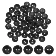 100Pcs Wooden Buttons 12.5mm 2 Hole Round Wood Sewing Button Craft, Black