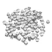 100Pcs Metal Pin Backs Spring Loaded Pin Keepers Locking Pin Keeper,Silver Tone