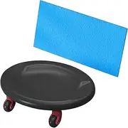 Abdominal Wheel Board with Knee Pads Ab Workout Equipment Multifunctional Fitness Roller Plate Core Muscle Training for Men Women, 4 Castor(Black,2pcs)