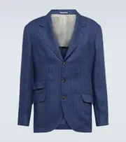 [Brunello Cucinelli] Brunello Cucinelli Single-breasted linen blazer AU 87 blue