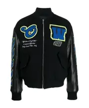 Off-White Zip-Up Long-Sleeved Varsity Jacket IT50,IT48 Black