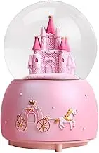 Cabilock 1pc Castle Crystal Ball Music Snow Globe Snow Globes Snow Globe Snow Globe for Party Snow Globe Crystals Decor Music Decor Castle Musical Globe Snowglobe Pink Water