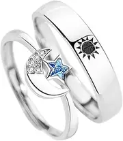 [FOMIYES] 1Pair Couple Matching Rings Fashionable Open Design Rings for Lovers Jewelry for Him and Her Present for Anniversary and Special