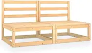 vidaXL 2-Seater Garden Sofa in Brown - Solid Pinewood - Modular Design - Easy Assembly Required with 19.34 Pounds Weight