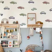 astrkiz Boy Wall Decals Peel and Stick, Watercolor Multicolor Cars Wall Sticker for Baby Boys Room Kids Playroom Gender Neutral Room Nursery Wall Art Stickers Decor