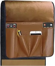 Sofa Armrest Organizer Pockets,Hanging Storage Bag,Anti-Slip Caddy Pocket for Couch Armchair, Cloth Storage Pouch Holder, Space Saver Bag (Color : Bruin)