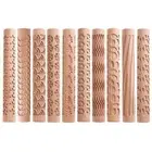 Wooden Rolling Pins Embossed with Christmas Theme Pattern Gift for Baking Tool