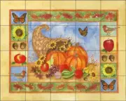 Cornucopia Tile Backsplash Sara Mullen Kitchen Art Ceramic Mural SM036