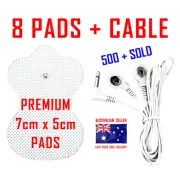 Omron compatible TENS MACHINE ELECTRODE PADS CABLE + 7cm x 5cm x 8 PADS ⭐⭐⭐⭐⭐
