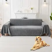 [Zentora] Couch Cover for Pets, Couch Covers for 3 Cushion Sofa Sectional L Shape Chenille Sofa Cushion Covers for Pets, Throw Couchs for Dogs, Kids (Grey, 180 x 340cm)
