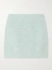 [Lisa Marie Fernandez] Lisa Marie Fernandez - Metallic Cotton-blend Bouclé-tweed Mini Skirt - Blue - 3 3 Blue