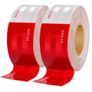 2 rollos de cinta reflectante blanca roja de 2 pulgadas x 200pies para vehículos