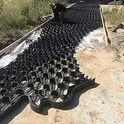 Polyethylene Ground Grid 2 Inch, Soil Gravel Stabilizer Mud Grids for Subgrade Work RV Driveway, Permeable Cement Paver(3x10 m/10x33 ft)