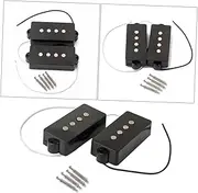 HONITANO 4 String String Bass Pickup Set Bridge Neck Pickups for Bass Guitar Wax Potted Magnets Standard for Replacement Black