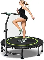 HOMKAI 48" Foldable Rebounder Trampoline，Mini Trampoline for Adults Kids - Adjustable Handle, Quiet Fitness Rebounder for Indoor/Outdoor Cardio Workout (Green)