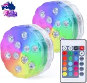 Hot Tub Submersible LED Pool Lights with Adhesive Back and Remote Control, RGB C