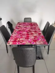 60"x36" Adorable Pink Agate Stone Dining Table Top Handmade Agate Kitchen Slab
