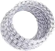 Razor Wire Barbed Wire Razor Wire, Galvanized Stainless Steel Razor Wire Fence, Farm Garden Secure Sites Home Stretched Helix Coils High Protection, Easy to Bend