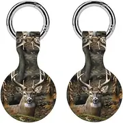 2PCS for Camouflage Deer Air Tag Holder Case Waterproof & Shockproof Anti-Scratch Protective Air Tag Cover with Keychain Ring Silicone Tags Holders for Luggage, Backpack, Keys, Pet