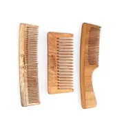 Organic B Neem Comb Combo Pack of 3 (Dual + Shampoo + Handle)