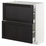 METOD base cab with 2 fronts/3 drawers, white Maximera/Lerhyttan black stained, 80x37x80 cm