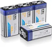 EBL 9V Rechargeable Batteries NiMH 280mAh 9V Battery for Smoke Alarm Detector, 4-Packs