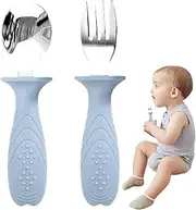 Baby Forks and Spoons | Baby Utensils Toddler Fork and Spoon Set | Cutlery with Easy-Grip Handles, Stainless Steel Children Safe Silverware for Kids Led Weaning Ages