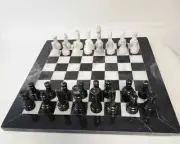 Handmade Chess Set Marble Chess Set with Storage Marble Chess 15x15 Black White
