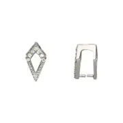 Egyptian Crystal Rhinestone Pave Elongated Diamond Shape Pendant Pinch Bail