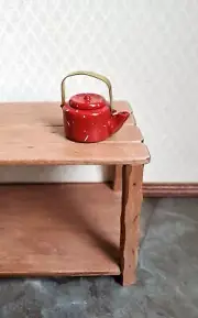 Dollhouse Miniature Teapot Kettle Red Speckled 1:12 Scale Kitchen Accessories