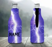 Lightning Personalised Stubby Holder Zip Up Bottle Cooler Collapsible