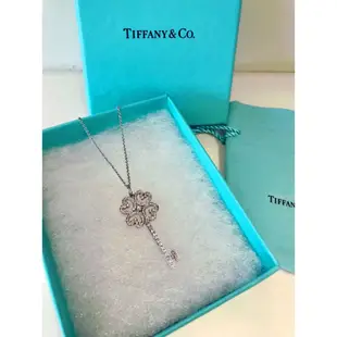 Tiffany&co 白金鑽石項鍊 經典鑰匙 全新正品