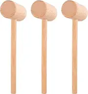 Wooden Crab Mallet for Chocolate, Mini Wooden Hammer Multi-Purpose for Kids Toys Crab Lobster Mallets, 3Pcs