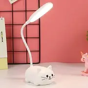 Kids Lamp,LED Desk Lamp for Kids,Wireless Charging Student Learning Eye Protection Lamp, USB Rechargeable Cartoons Toy Lamp Gift Dormitory Small Desk Lamp (White)