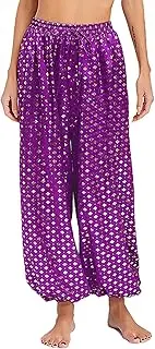 [Yihuimin] Women Sequins Dance Pants Elastic Waistband Loose Fit Harem Trouser Belly Dance Costume