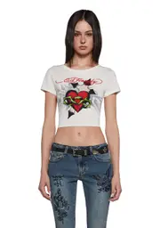 [Ed Hardy] Cross Heart Baby Tee