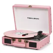 Vintage Suitcase Record Player - 3-Speed Bluetooth Portable Turntable with US...