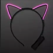 Pink LED Kitty Light Up Cat Ears Headband Party Birthday Raves Festival Girl Kid