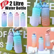 2L Sport Water Bottle Straw Cup Drink Flask Jugs Time Motivational Fitness Gym