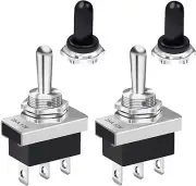 2PCS Momentary Toggle Switch 12V 3Pin Position Waterproof Cover Cap for Car