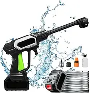 Cordless Pressure Washer Gun, 6 in 1 Portable Pressure Washer, Battery Pressure Washer with 2 Battery, Cordless Power Washer with 5m Hose for Car Garden Floor Cleaning