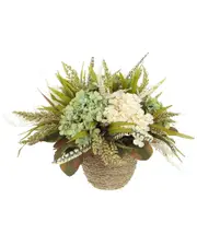 Creative Displays Assorted Hydrangea Fall Arrangement with Wheat in Rope Pot