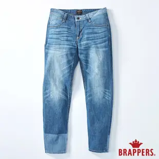 BRAPPERS 女款 Boy friend系列-中低腰拼色八分反摺褲-淺藍