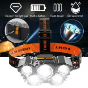 Headlight Head Torch 5 LED USB Rechargeable Headlamp 3 Modes Camping Fishing NEW