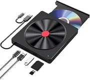 Alnicov External DVD Drive CD Drive USB 3.0 Type C Portable CD/DVD ROM +/-RW Burner Rewriter DVD Player Optical Drive for Windows 11/10/8.1/7 etc